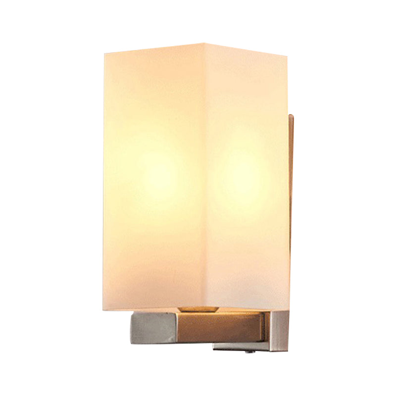 Lisslune | Rectangular Wall Lamp Modern Glass Shade 1 Light Wall Mounted Lamp in Chrome Finish