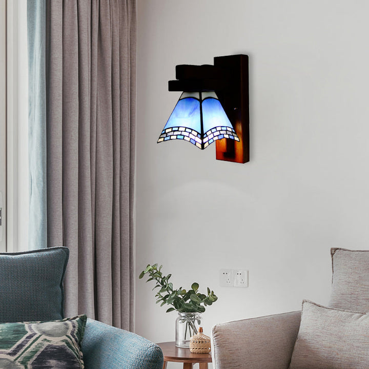Lisslune | Blue Craftsman Swallowtail Wall Lamp Mediterranean Style 1 Light Glass Wall Light for the Kitchen