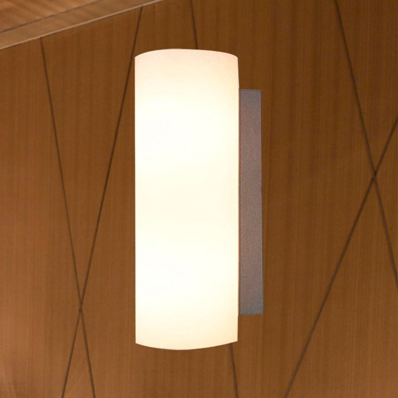 Lisslune | Cylindrical Bedroom Wall Light White Glass 1 Light Modernist Wall Mount Light