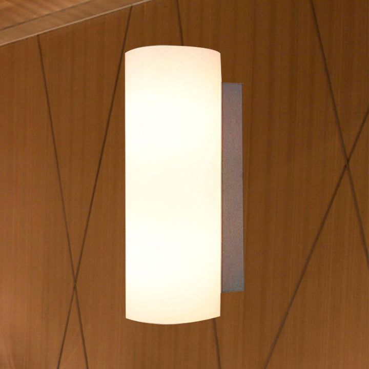 Lisslune | Cylindrical Bedroom Wall Light White Glass 1 Light Modernist Wall Mount Light