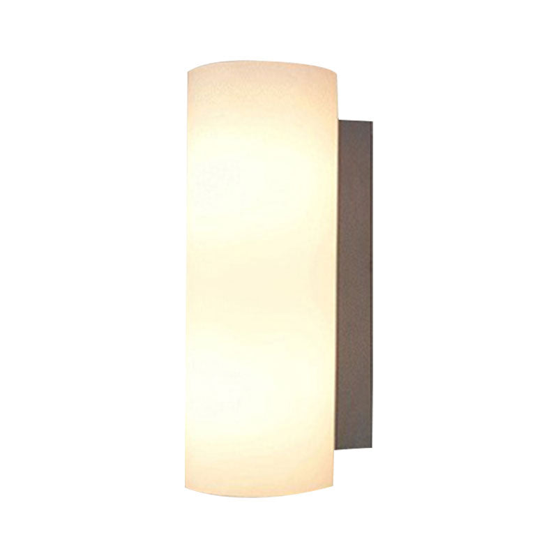 Lisslune | Cylindrical Bedroom Wall Light White Glass 1 Light Modernist Wall Mount Light