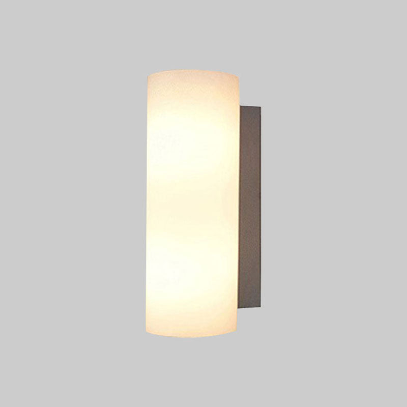 Lisslune | Cylindrical Bedroom Wall Light White Glass 1 Light Modernist Wall Mount Light