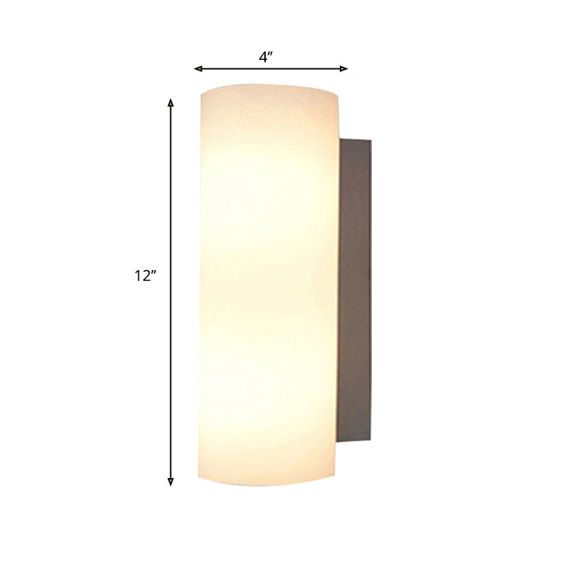 Lisslune | Cylindrical Bedroom Wall Light White Glass 1 Light Modernist Wall Mount Light