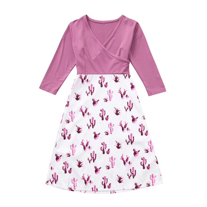 Women's wrap dress with striking cactus print and long sleeves Lisslune