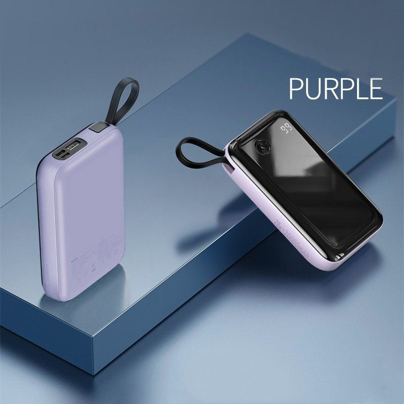 Lisslune | 10000mAh Power Bank with Built-in Cable & 3 Outputs, for Phone & Tablet