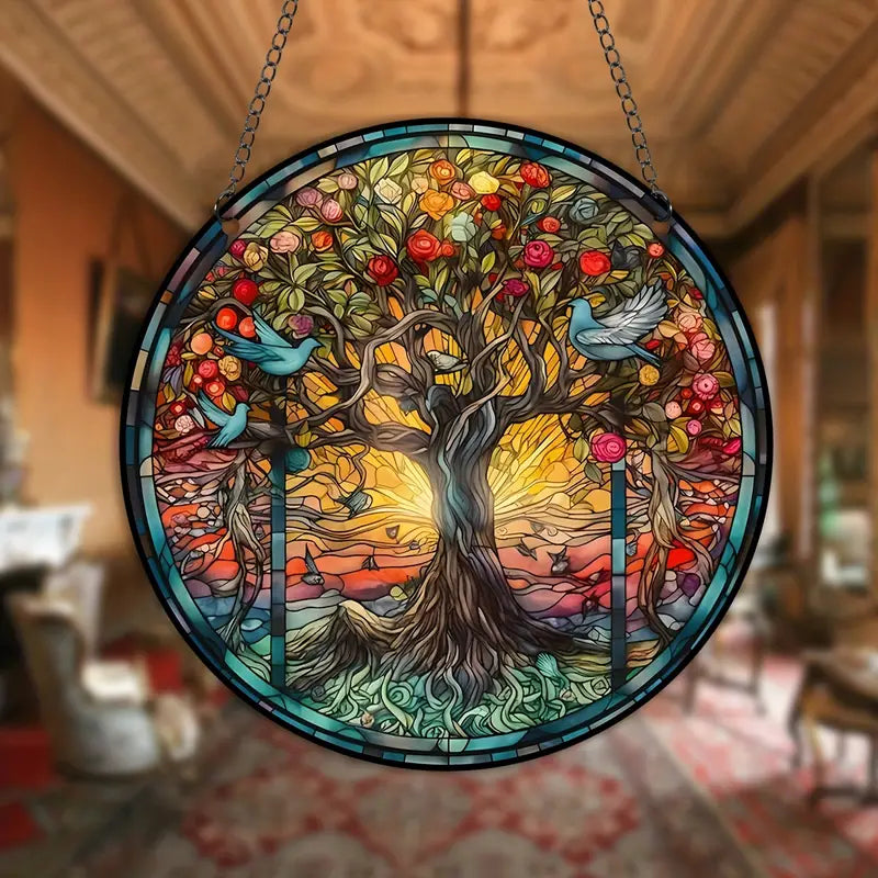 Lisslune | LumiTree – Artistic window hanging with wood-inspired design for light reflections