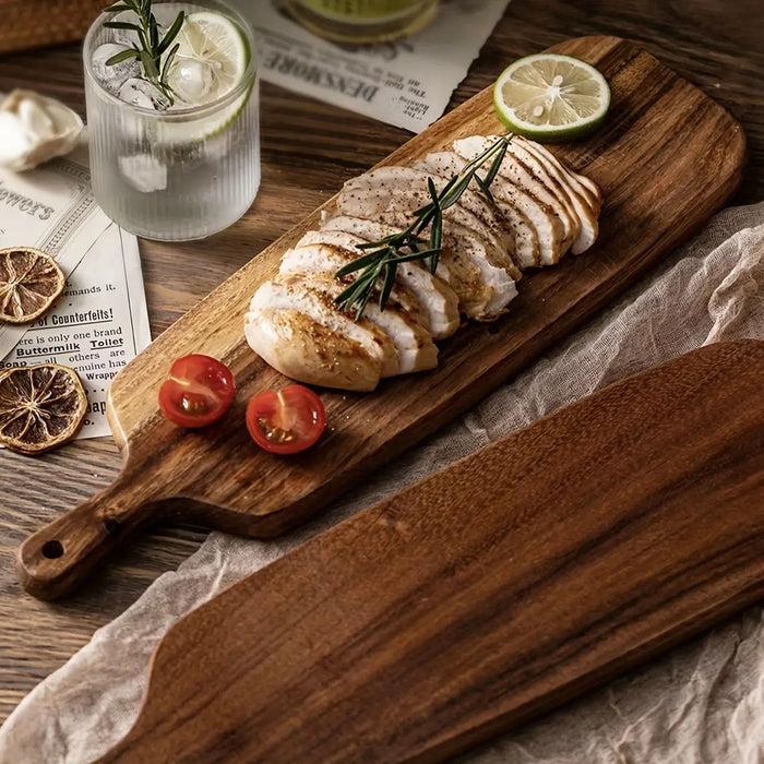 Lisslune | RusticChef - Wooden Cutting Board with Handle for Cooking and Serving