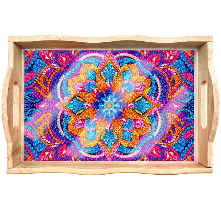 Lisslune | DIY Diamond Painting Wooden Tray Food Tray with Handle Living Room Decoration Mandala Wooden Tray Kit