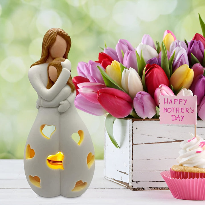 Lisslune | Embracing Mother Daughter Figure Flickering Candle Holder - LoveGlow
