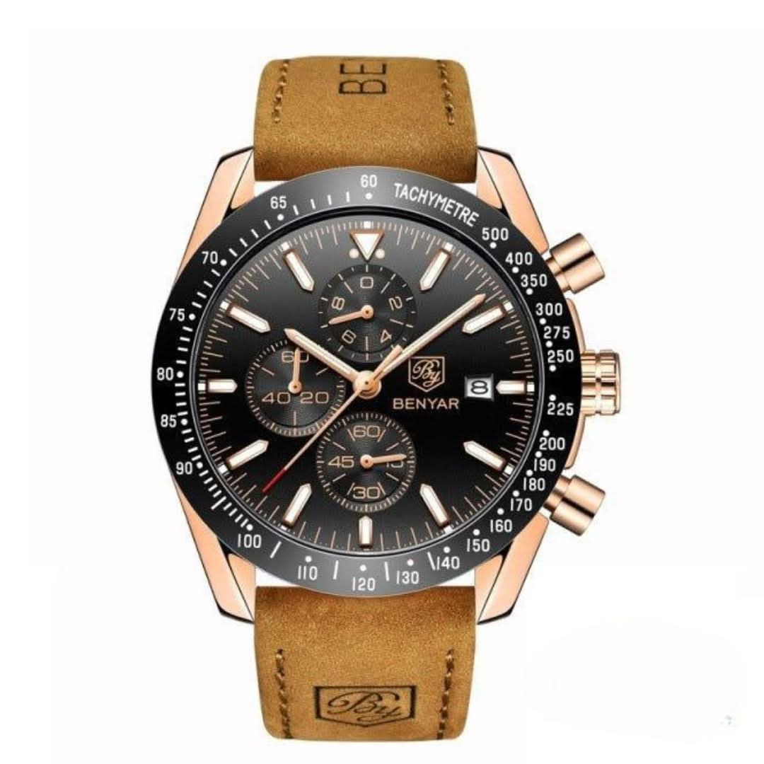 Lisslune | Men’s Waterproof Quartz Watch with Leather Strap