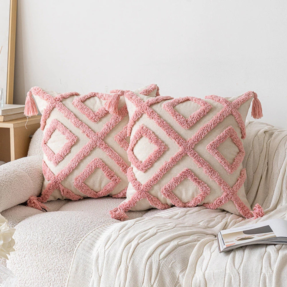 Lisslune | Tassel-Trimmed Boho Floral Cushions