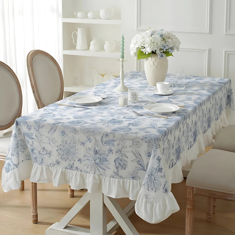 Lisslune | Delfina Blue Floral Lace Tablecloth