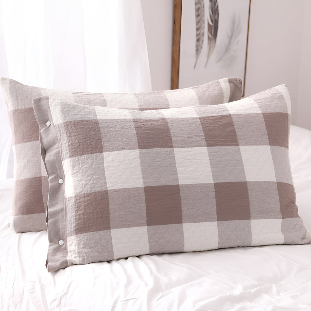 Lisslune | Checked & Striped Cotton Pillowcase