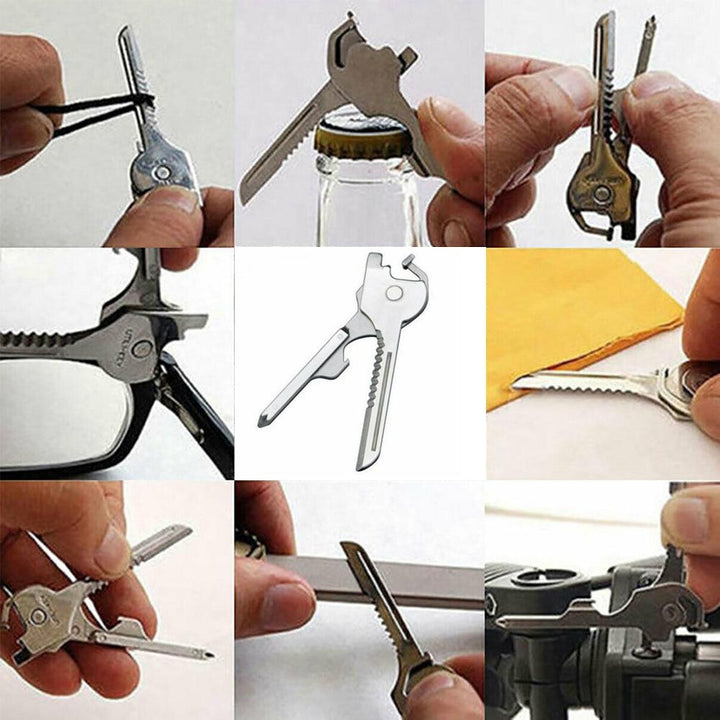 Lisslune | 6-in-1 key ring multifunctional tool mini multitool keychain pocket stainless steel foldable Swiss Tech simple bottle opener keychain