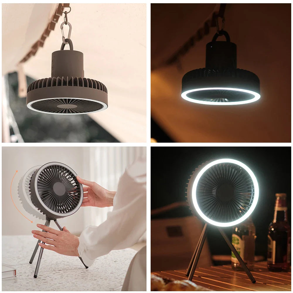 Lisslune | Portable Rechargeable Fan with LED and Built in Power Bank