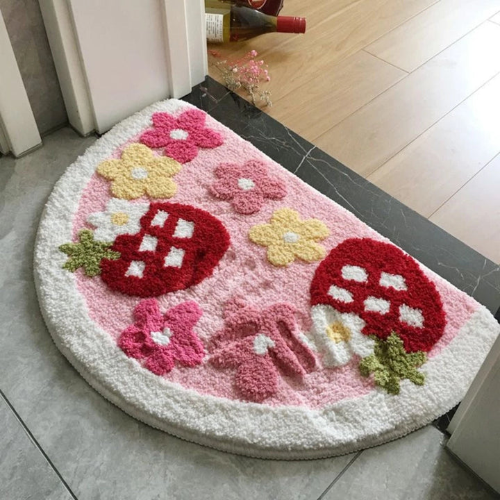 Lisslune | Fluffy Semicircle Non-Slip Bath Mat