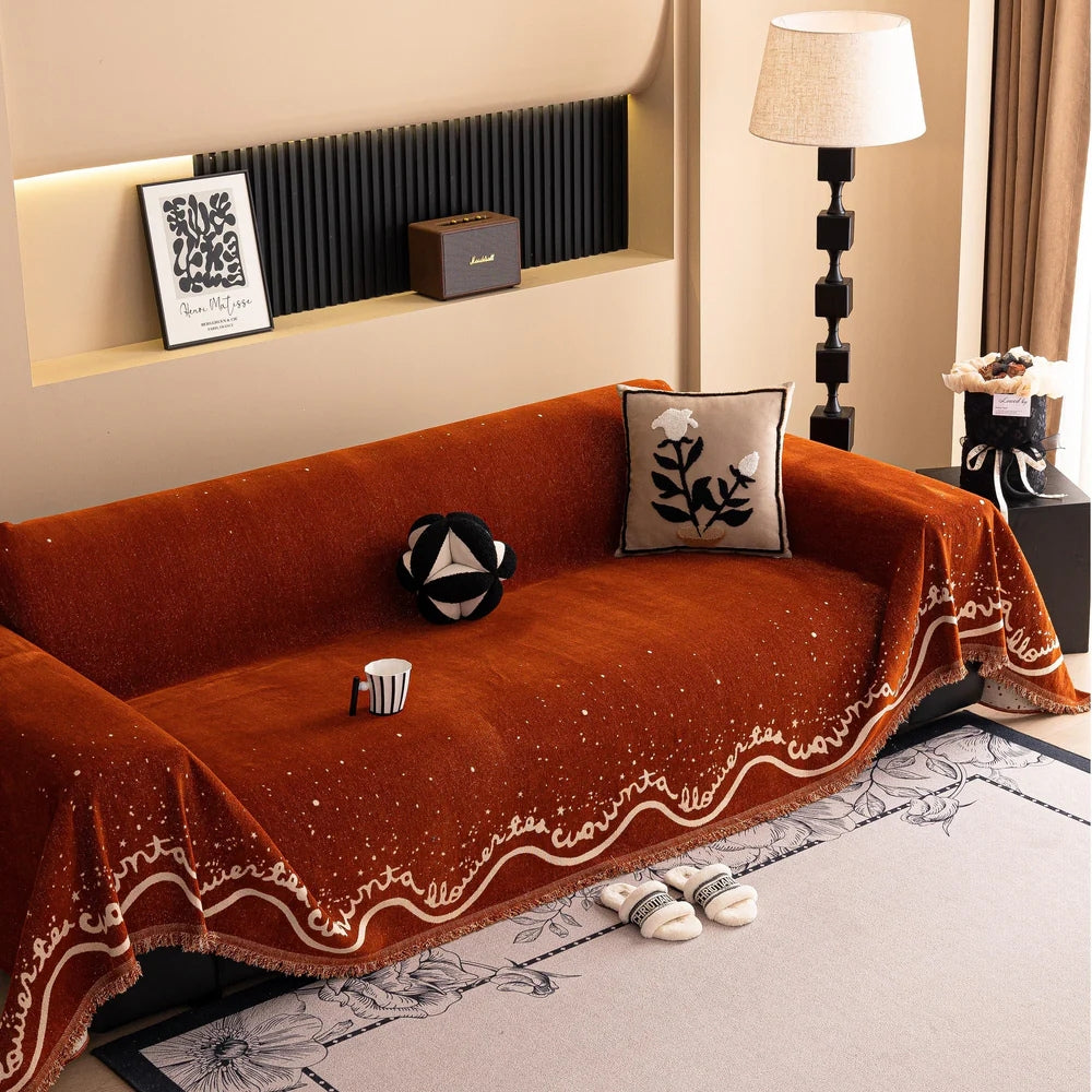 Lisslune | Cursive Glittering Chenille Sofa Cover