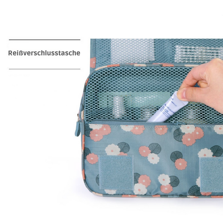 Lisslune | TravelEase – Water-repellent Cosmetic Bag with Hook and Compartments | Travel Toiletry Bag