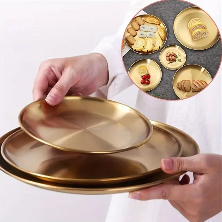 Lisslune | Lustrous Golden Stainless Steel Serving Plates