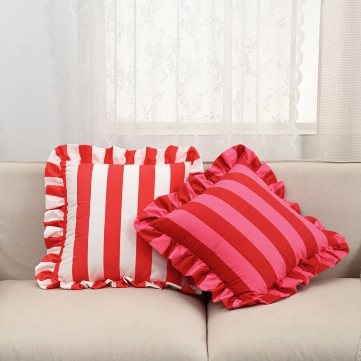 Lisslune | Retro Striped Ruffle Cushion Cover