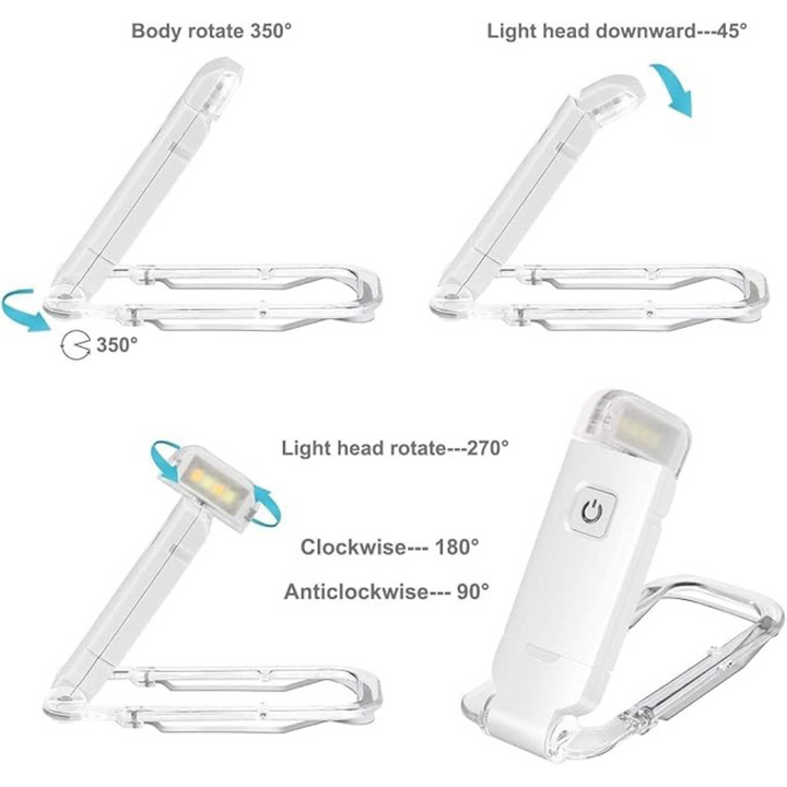 Lisslune | Book Reading Lights - Adjustable LED Clip-on Rechargeable Book Light, USB Powered for Reading in Bed, Best for Bookworms and Kids