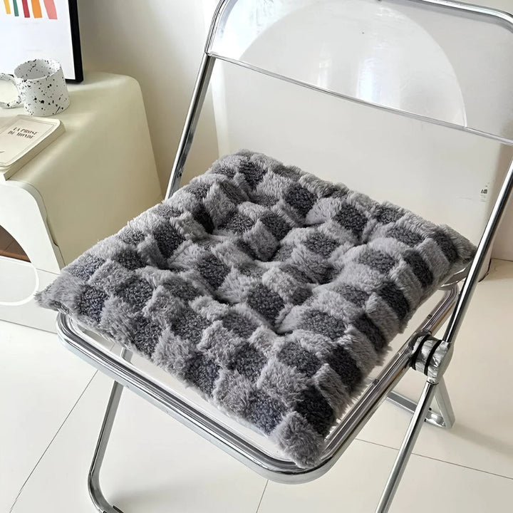 Lisslune | Fuzzy Checkered Fur Padded Cushion
