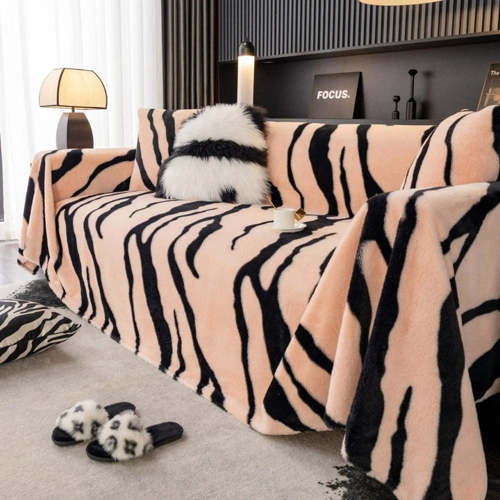 Lisslune | Wild Stripes Zebra Fleece Sofa Cover