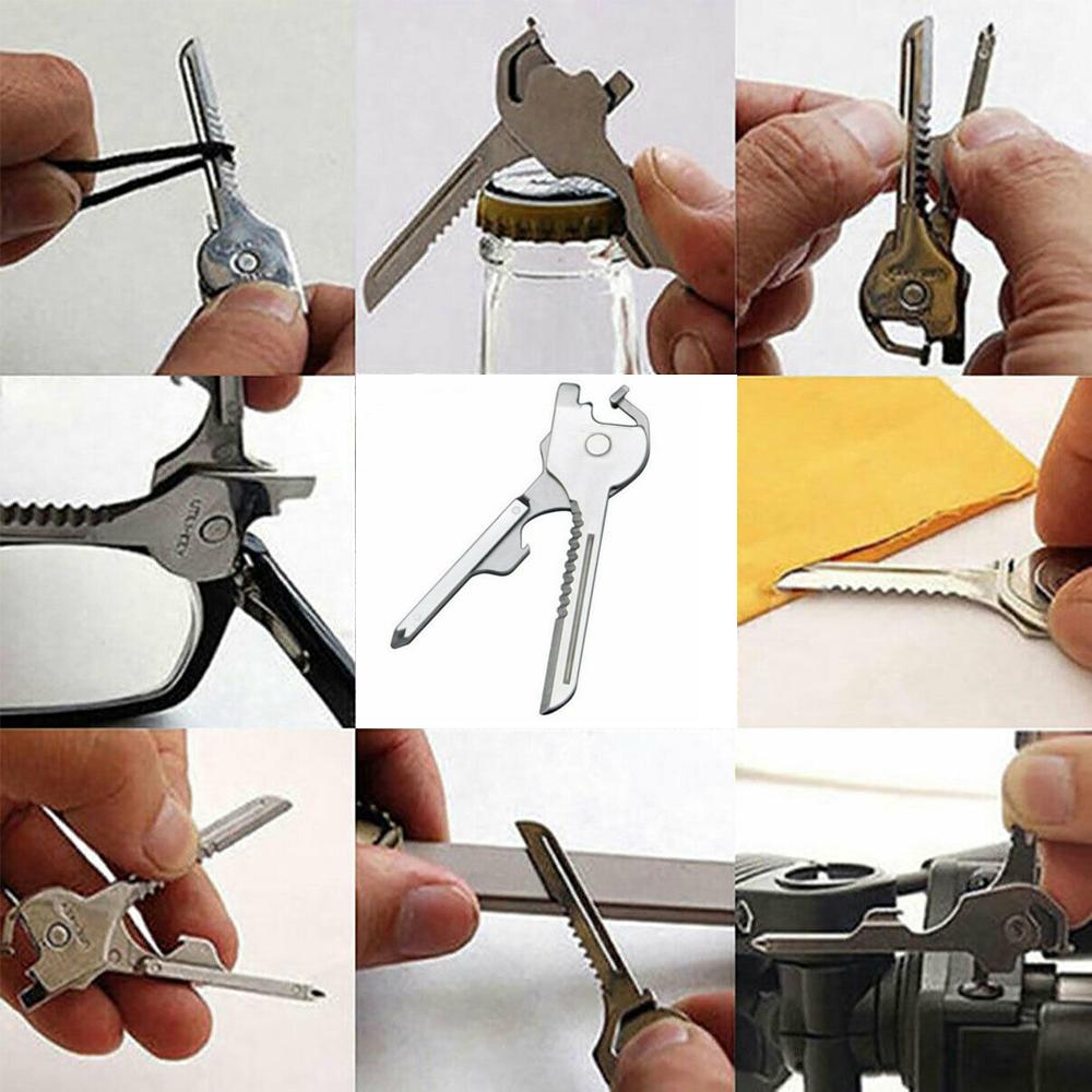 Lisslune | 6-in-1 key ring multifunctional tool mini multitool keychain pocket stainless steel foldable Swiss Tech simple bottle opener keychain