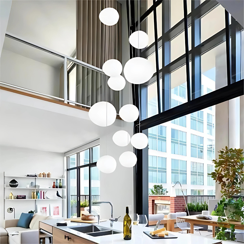 Lisslune | GloStone | Elegant Glass Pebble Pendant Light