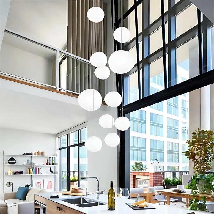 Lisslune | GloStone | Elegant Glass Pebble Pendant Light