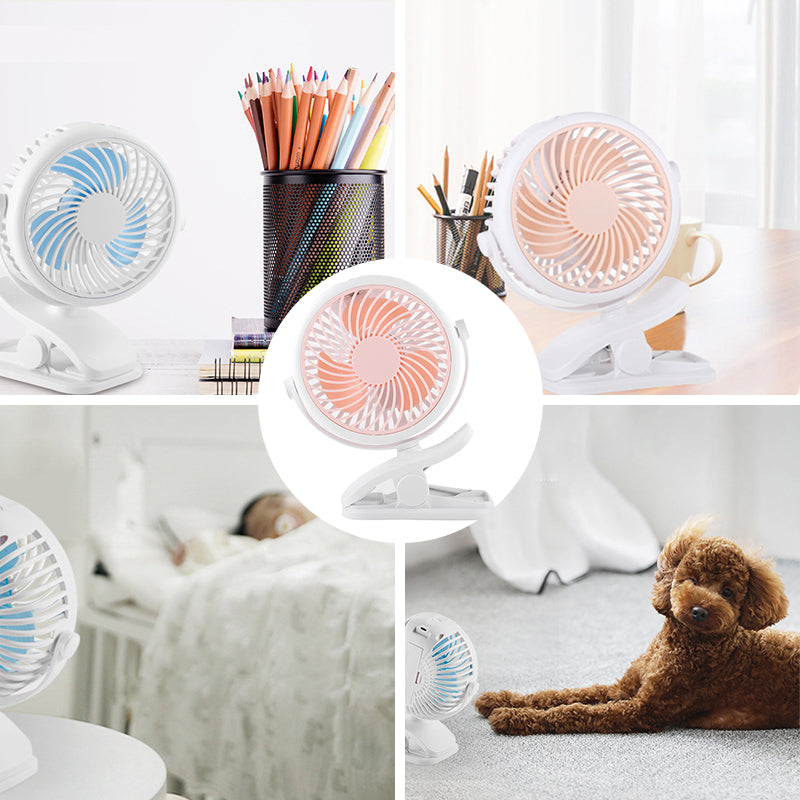 Lisslune | Portable Clamp Fan with 360° Rotation – USB & Rechargeable Battery