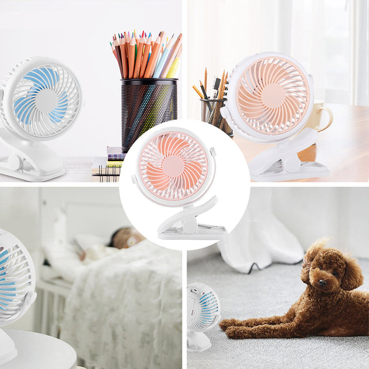 Lisslune | Portable Clamp Fan with 360° Rotation – USB & Rechargeable Battery