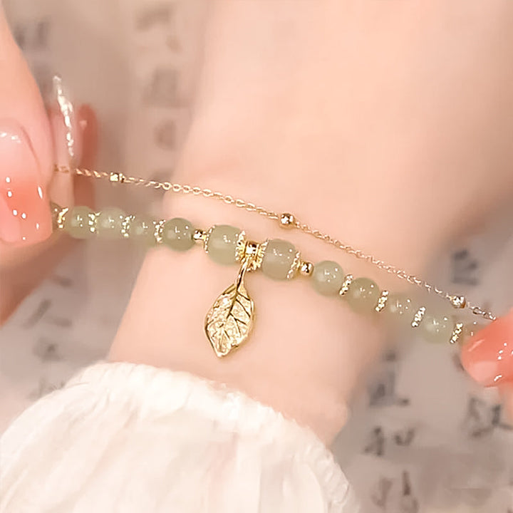 Lisslune | Hetian Jade Bracelet with Leaf
