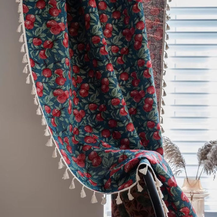 Lisslune | Cherry Bloom Botanical Tassel Curtain