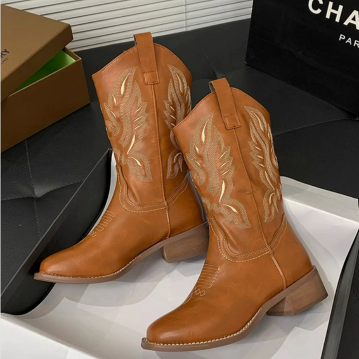 Lisslune | Western Style Boots Women with Pointed Toe and Block Heel, Cowboy Boots Women