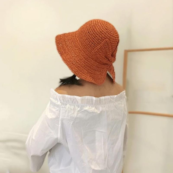Lisslune | Retro Folding Straw Hat with Bow