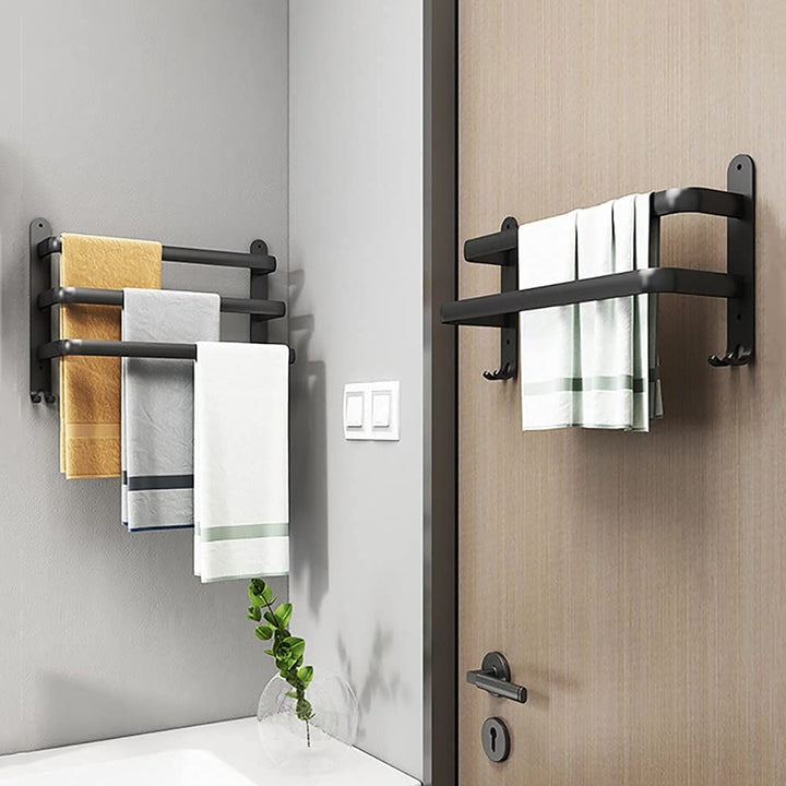 Lisslune | FlexRack Wall-Mounted Bathroom Storage Shelf with Towel Holder – Space-Saving Aluminium Rack