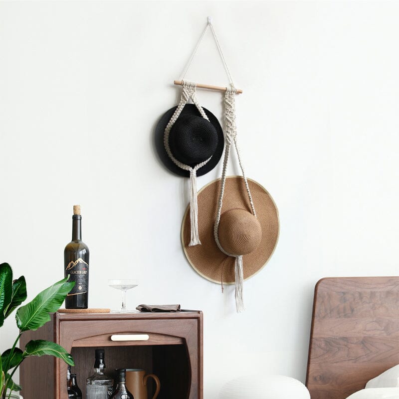 Lisslune | Handmade Linen Decorative Boho Hat Rack For Wall Hanging