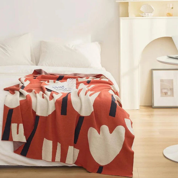 Lisslune | Spring Tulip Floral Knitted Blanket