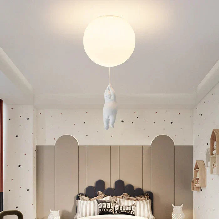 Lisslune | CloudBear Kids Ceiling Light – Bear & Balloon LED Pendant Lamp for Nursery and Bedroom Decor