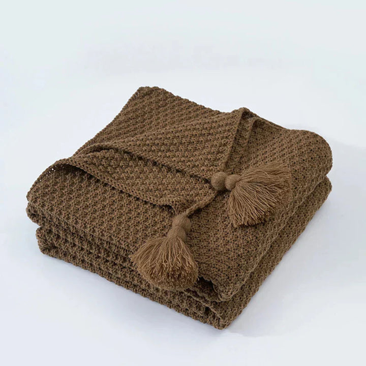 Lisslune | Knitted Wool Blanket with Fringes - NordicCozy