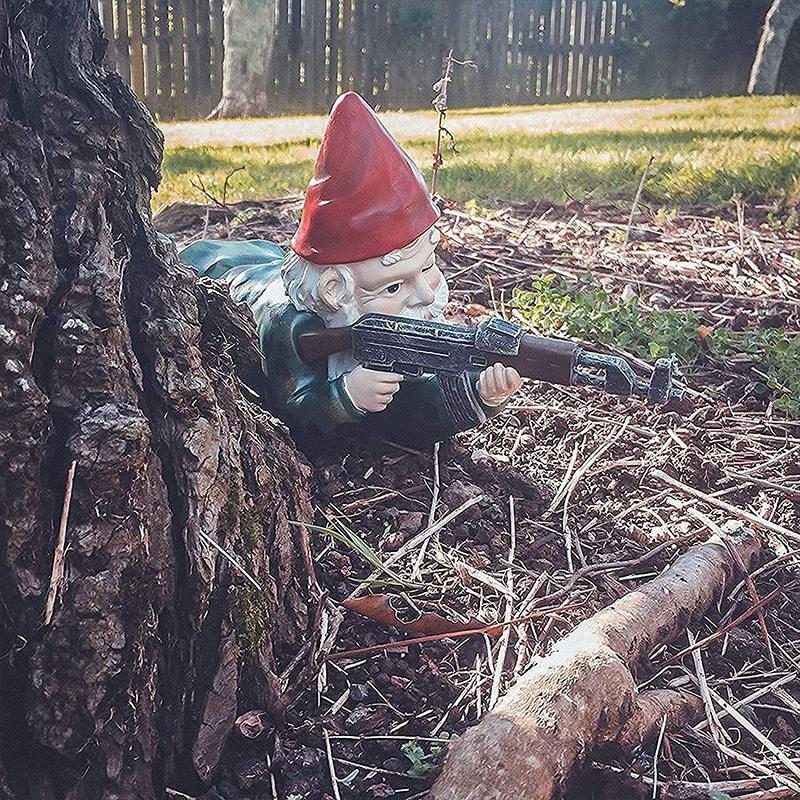 Lisslune | Military Garden Gnome with Camouflage Uniform