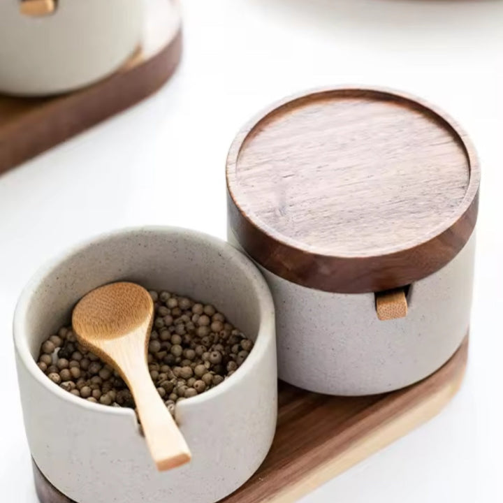 Lisslune | Rustic Ceramic Seasoning Jar Set