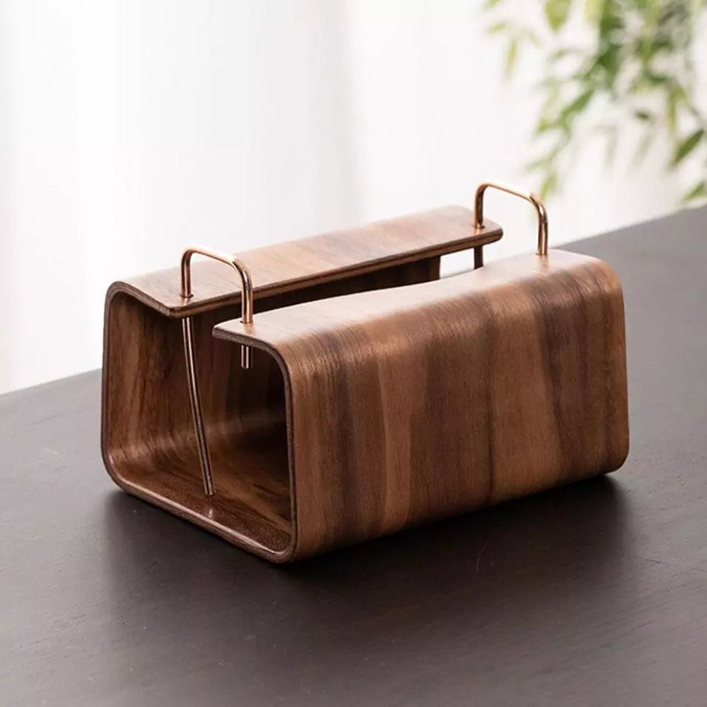 Lisslune | Wooden Brass Tissue Holder