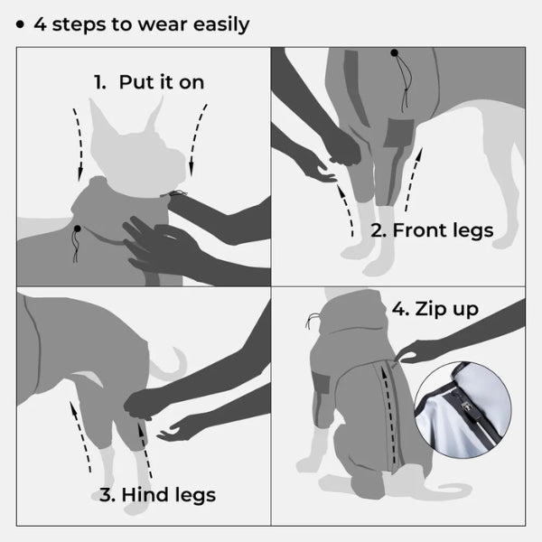 Lisslune | Waterproof Dog Coat with Legs – Reflective Dog Rain Jacket for Small & Large Breeds | Best Rain Coat for Dogs UK