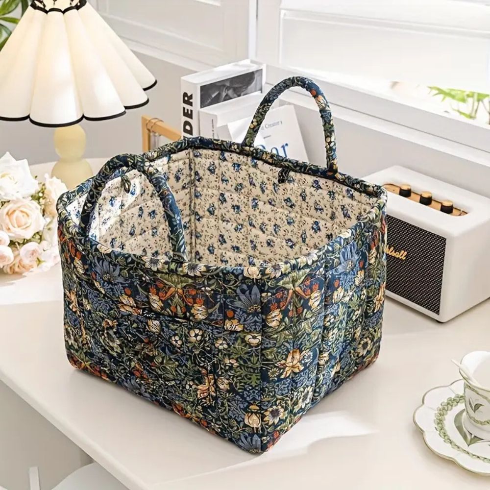 Lisslune | Floral Canvas Storage Basket for Home Organization