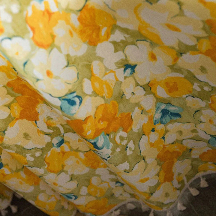 Lisslune | Sunshine Blooms Floral Tasseled Curtain