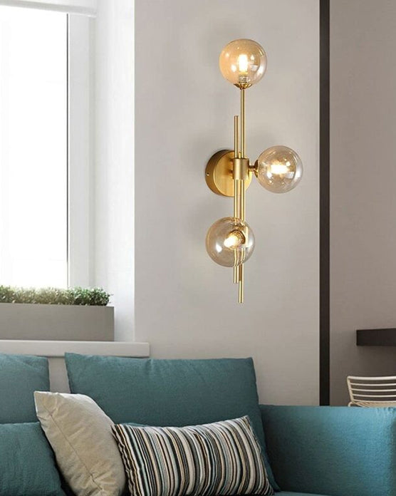 Lisslune | 3 Head Glass Ball Wall Lamp - Amber