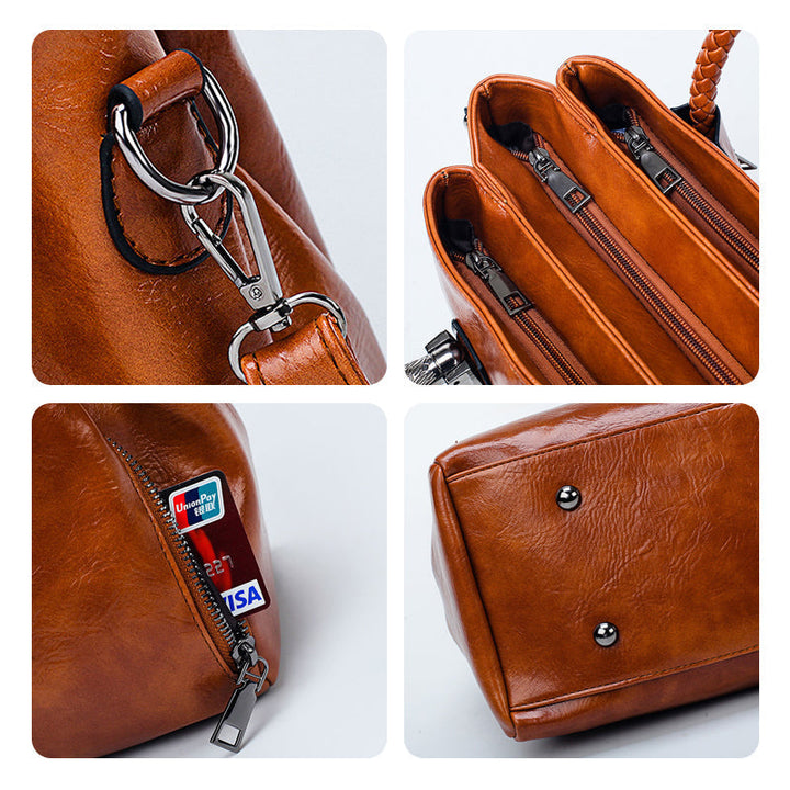 Lisslune | New handbags made of oil wax leather Boston, large tote bag made of soft leather