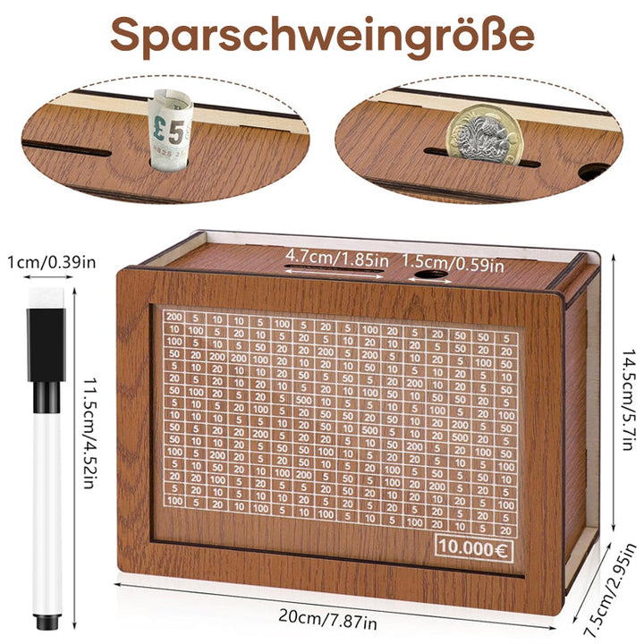 Lisslune | Wooden piggy bank with counter